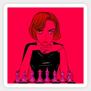 Beth the queen’s gambit in chessmaster in red room Sticker